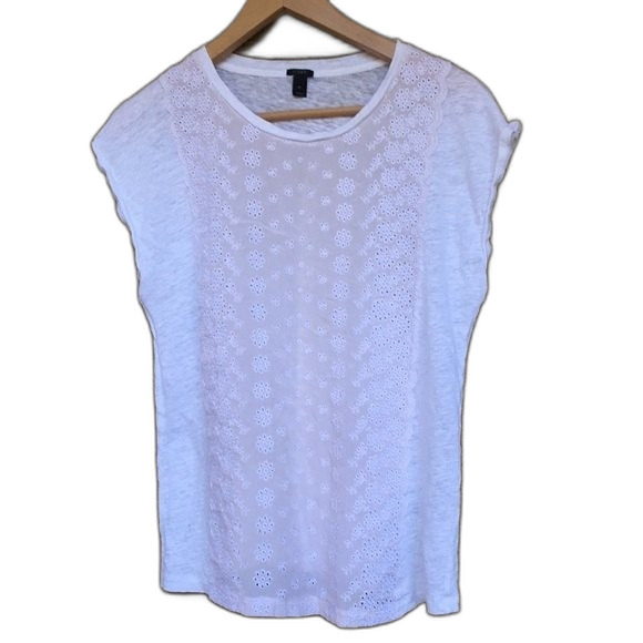 JCrew linen top with lace silk front - Picture 1 of 4